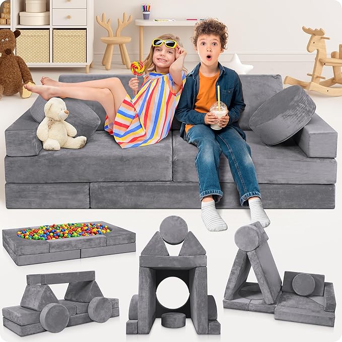 Lunix LX15 14pcs Modular Kids Play Couch, Design-Patent Child Sectional Sofa by Lunix