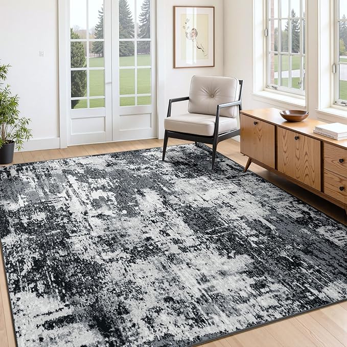 Washable Area Rugs 4'x5' Non-Slip Modern Abstract Soft by RELEANY