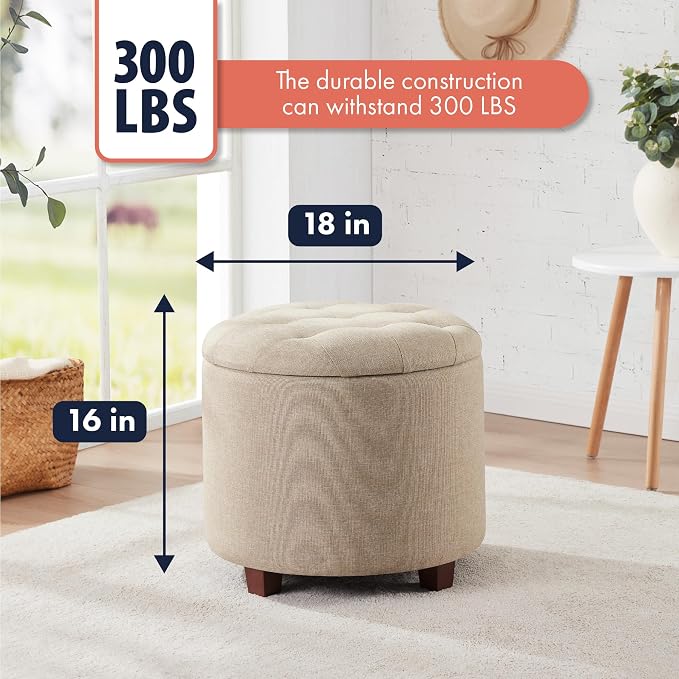 Ornavo Home Round Storage Ottoman - Image 2