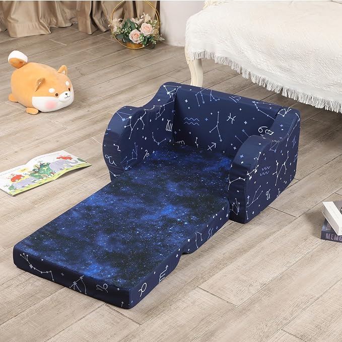 MOMCAYWEX Kids Sofa, 2-in-1 Flip-Out Foam Couch, Foldable Soft Play Lounge Chair - Image 4