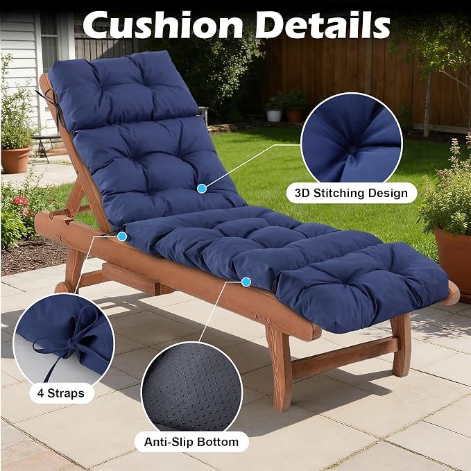 Chaise Lounge Cushions Outdoor, Waterproof & Fade Resistant Patio Lounge Chair - Image 5