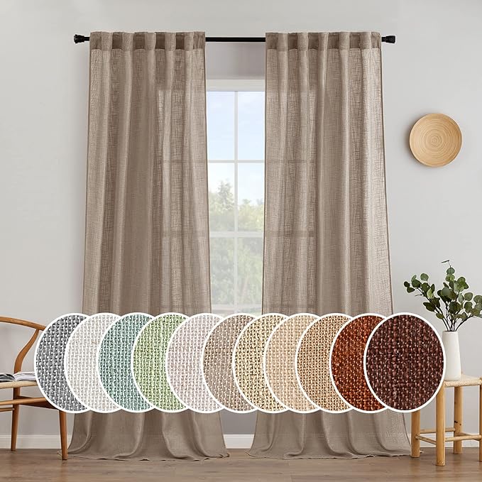 MIULEE Taupe Linen Curtains 108 Inches Long by MIULEE