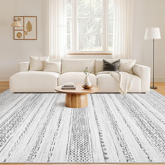 Nakagishi Area Rugs 8x10 Living Room: Washable Boho Large Neutral Soft - Image 4