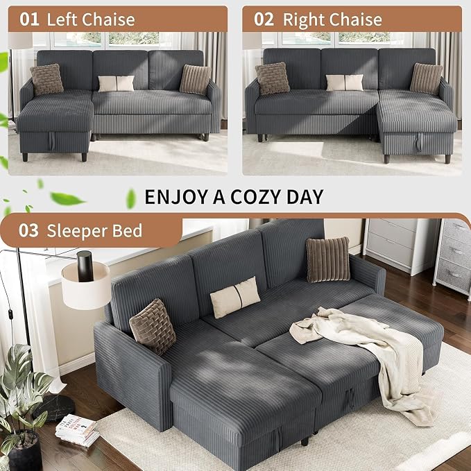 Walsunny 77" Sectional Sleeper Sofa - Image 5