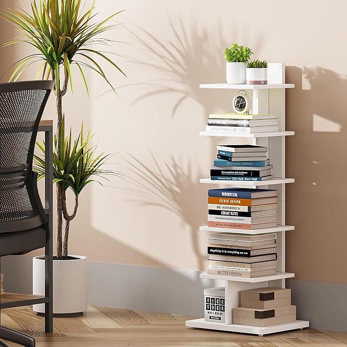 TUTOTAK Narrow Bookshelf, 6-Tier Bookcase, Spine Book Shelf - Image 3