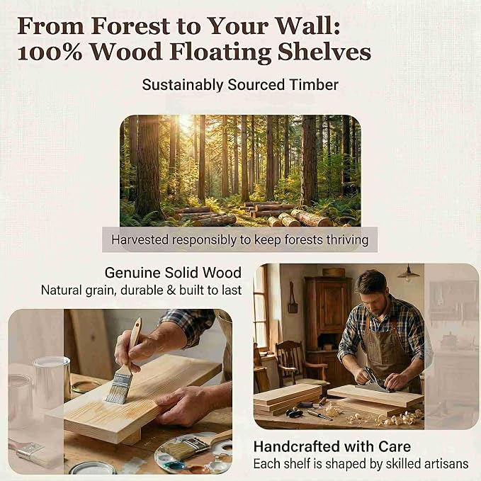 SAUMONIERES Floating Shelves Wall Shelf Solid Wood - Image 8