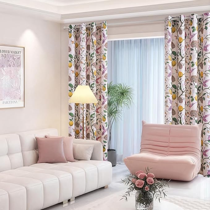 Topfinel Pink Curtains 102 Inches Long Cute Sound Dampening Pretty Vintage - Image 6
