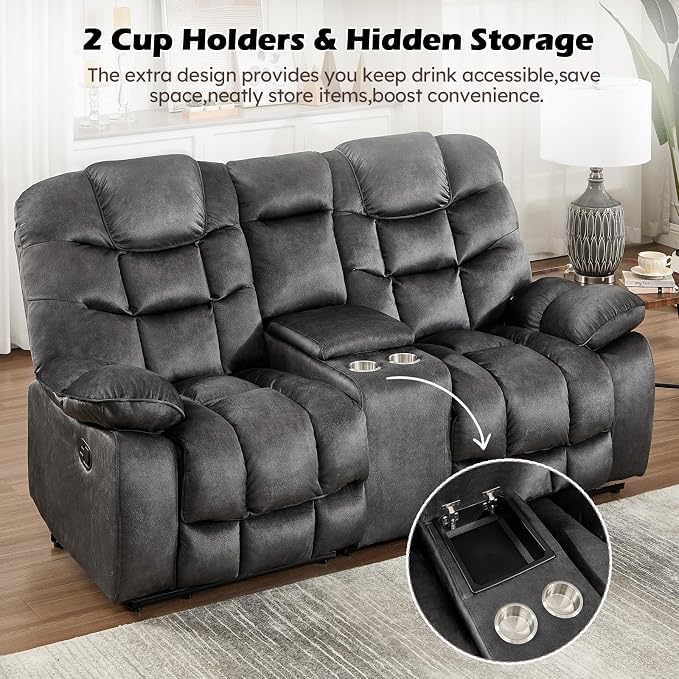 HAOMARKETS Manual Reclining Loveseat Sofa Set of 2 - Image 4
