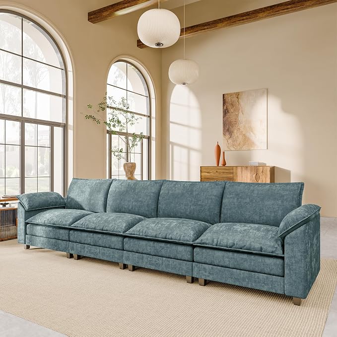 JUMMICO 159" Modular Sectional Chenille Couches Linear Sofa by JUMMICO