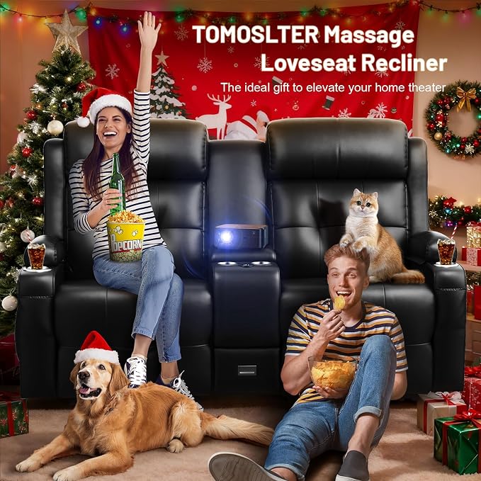 Loveseat Recliner Sofa, Home Theater Seating Massage Reclining Couch - Image 5