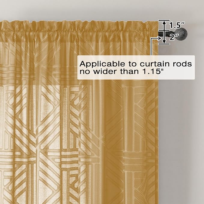 Simplebrand Semi Sheer Gold Curtains 90 Inches Long 2 Panels, Light Filtering - Image 5