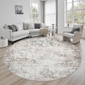 Round Area Rug for Living Room: 8 ft Washable Modern Abstract Soft Thin Rug by FXRHLP
