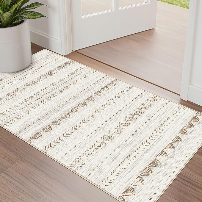 Nakagishi 2X4 Rug Washable Area Rug: Small Soft Boho Farmhouse Neutral Moroccan by NakagishiAreaRug