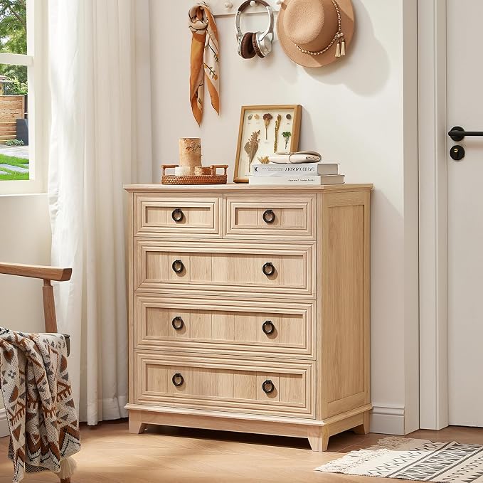 Joaxswe Farmhouse 5 Drawer Dresser - Image 7