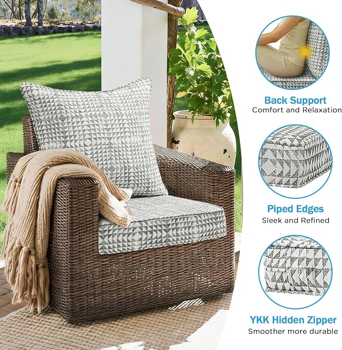 Sunbrella Outdoor Deep Seat & Back Cushion Set, 24 x 24 Inch Water Repellent - Image 6