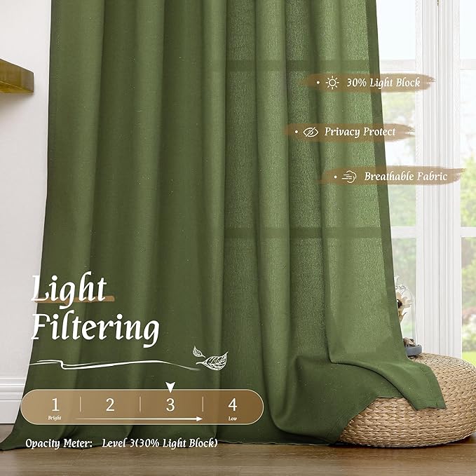 LAMIT Linen Curtains 45 Inch Length 2 Panels Set - Image 4