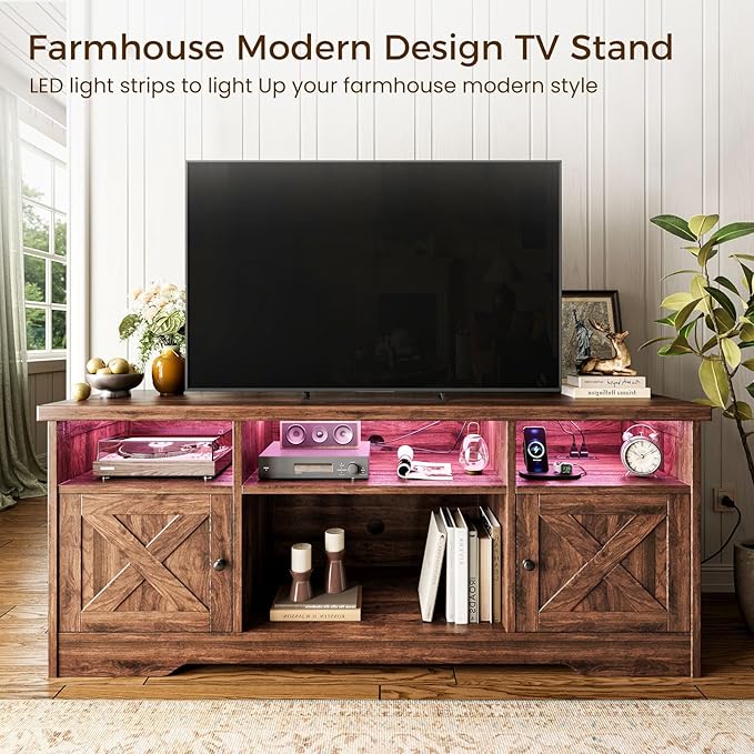 Casaottima TV Stand for 65 Inch TV, Farmhouse Entertainment Center - Image 2