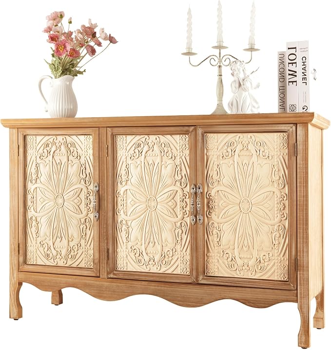 RoyalCraft Buffet Cabinet with Storage, Vintage Solid Wood Sideboard with 3 - Image 8