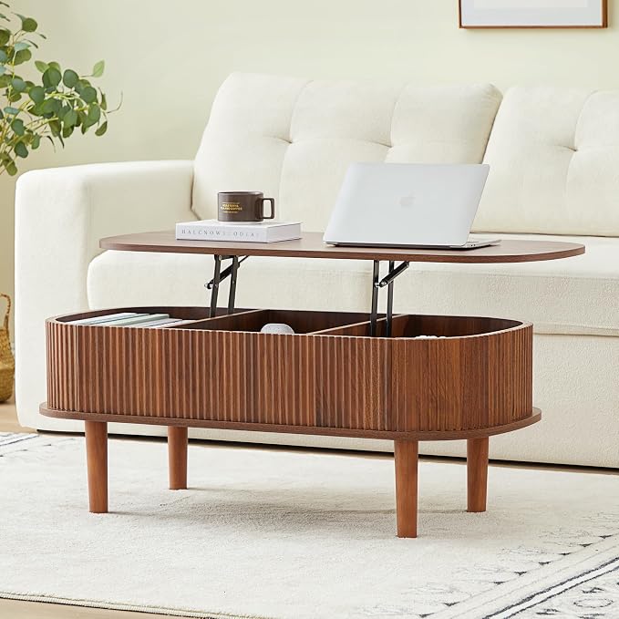 Fully Assembled Fluted Lift Top Coffee Table by ORRD