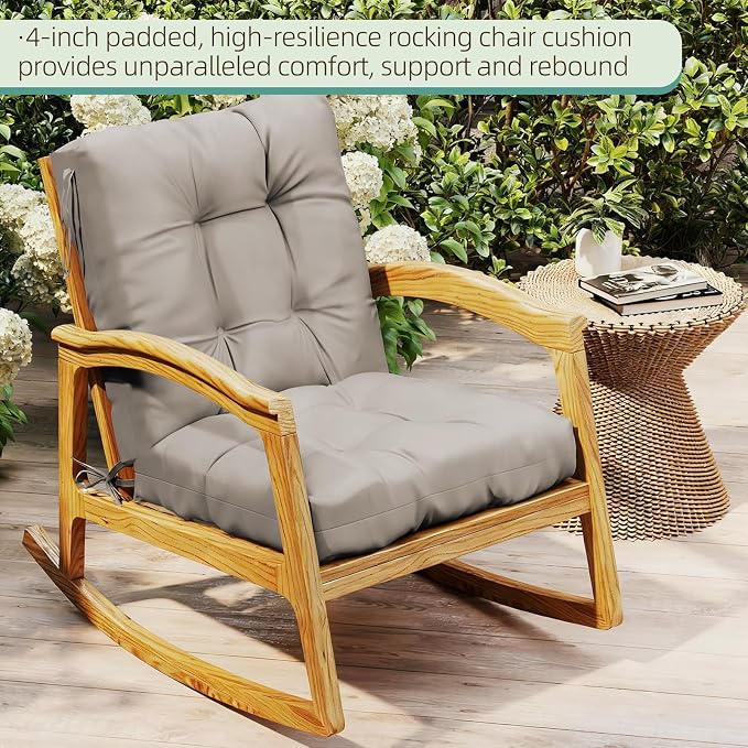 Outdoor Chair Cushions Set of 2, High Back Soft Seat Pad - Image 3