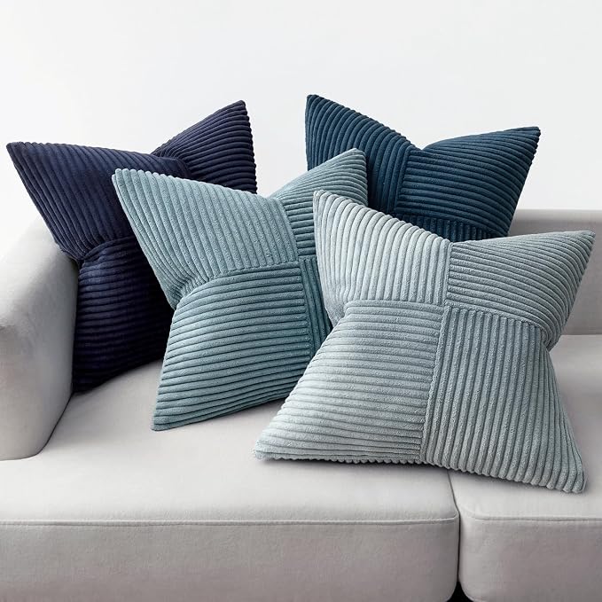 MIULEE Dusty Blue Navy Farmhouse Throw Pillow Covers 16x16 Inch Set of 4 Boho - Image 5