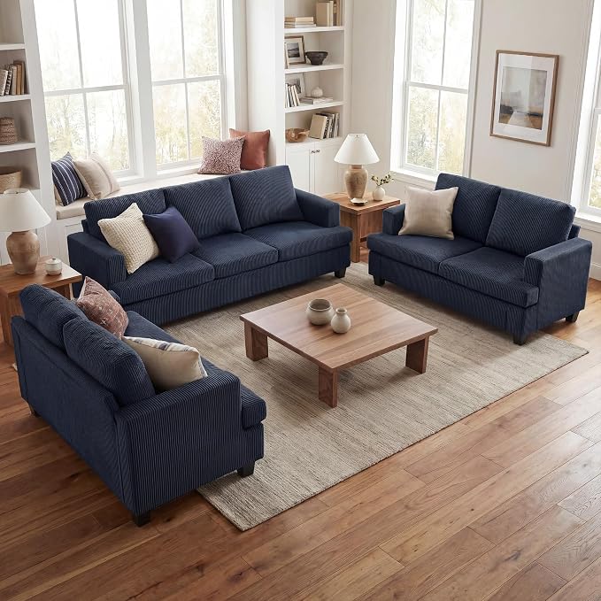 YOUDENOVA Sofa Couch, 3 Piece Set Comfy Sofa, 2 Loveseat & 3 Seater Sofa by YOUDENOVA