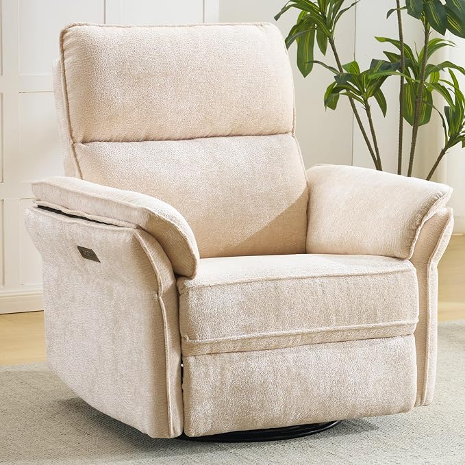 Oversized Power Recliner Chair Swivel Glider by Rhevoy