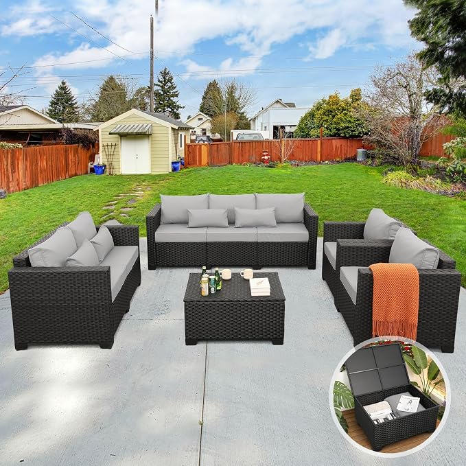 Rattaner 5-Piece Patio Furniture Sofa Set Outdoor Wicker Sectional Couch - Image 2