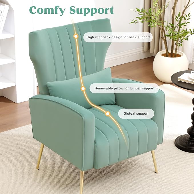 Accent Chairs Set of 2, Upholstered Living Room Chairs, High Back Arm Chairs - Image 5