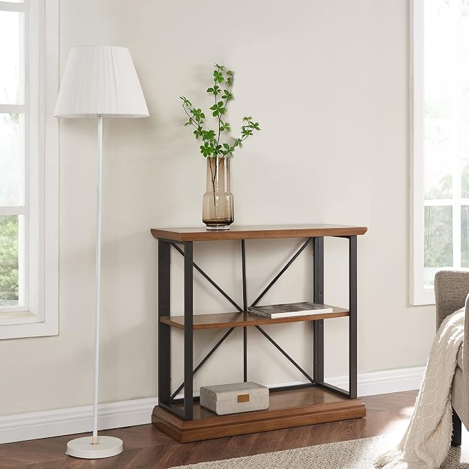 Leick Home Finnick Mixed Metal Bookshelf, 2 Shelves, Easy Assembly, - Image 2
