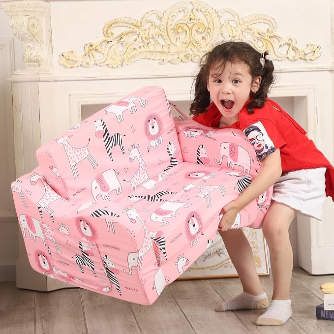 MOMCAYWEX Kids Sofa, 2-in-1 Flip-Out Foam Couch, Foldable Soft Play Lounge Chair - Image 5