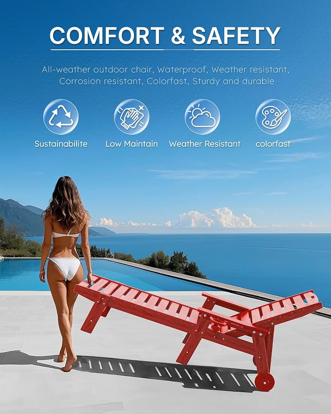 Patio Chaise Lounge Chair Set of 2, Oversize Lounge Chairs - Image 7