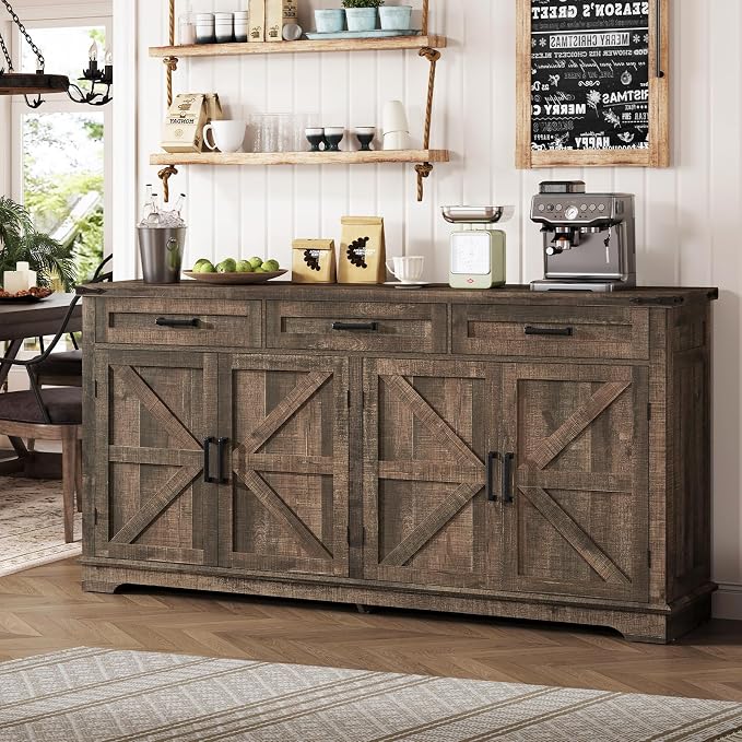 usikey Buffet Cabinet, 61” Large Sideboard Buffet Storage Cabinet - Image 3