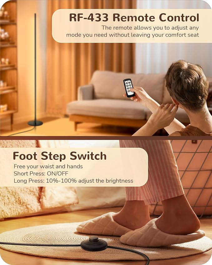 EDISHINE Floor Lamps for Living Room, Remote Control & Foot Switch Corner Floor - Image 4