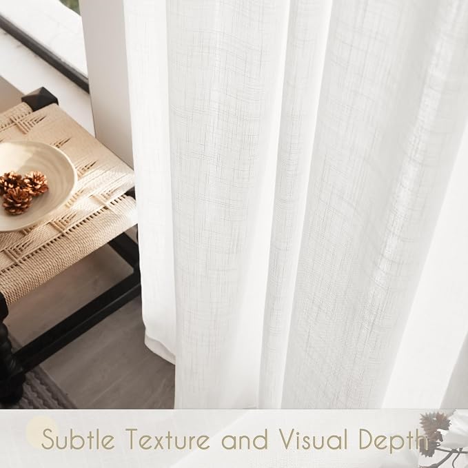 Linen White Curtains 90 inches Long - Image 4