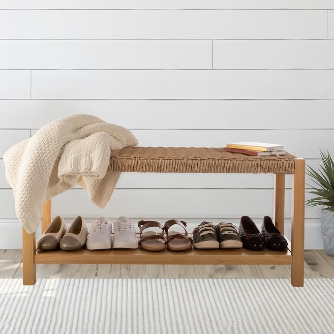 Alaterre Furniture Newport 40 Inch Solid Wood Entryway Bench - Image 2