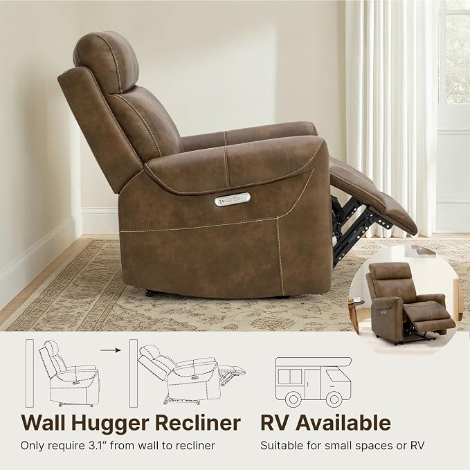 KISLOT Leather Recliner Chair Set of 2, Wall Hugger RV Recliners - Image 4