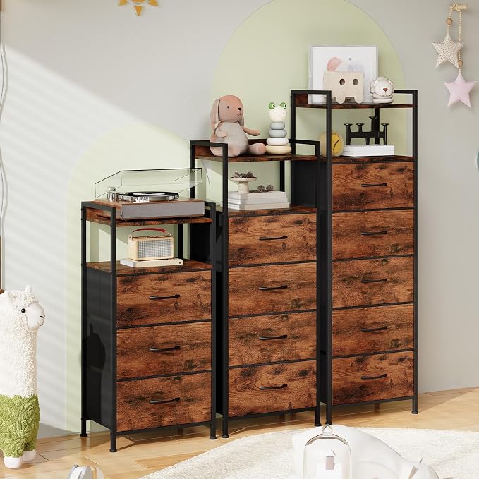Somdot Tall Nightstand for Bedroom, Tall 5 Drawers Dresser, Vertical Storage - Image 8