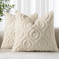 decorUhome Throw Pillow Covers 22x22 Inch Set of 2, Soft Plush Faux Wool Beige by decorUhome