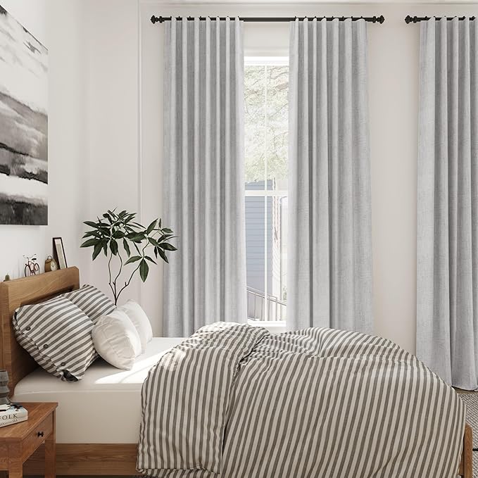 Nanspring Grey Linen Curtains 80 Inches Length - Image 7