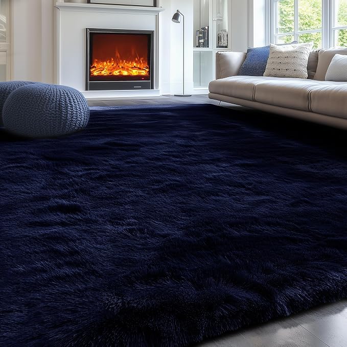 PAGISOFE Dark Navy Blue Rugs for Living Room 5x8 Ft, Plush Area Rugs for Bedroom - Image 4
