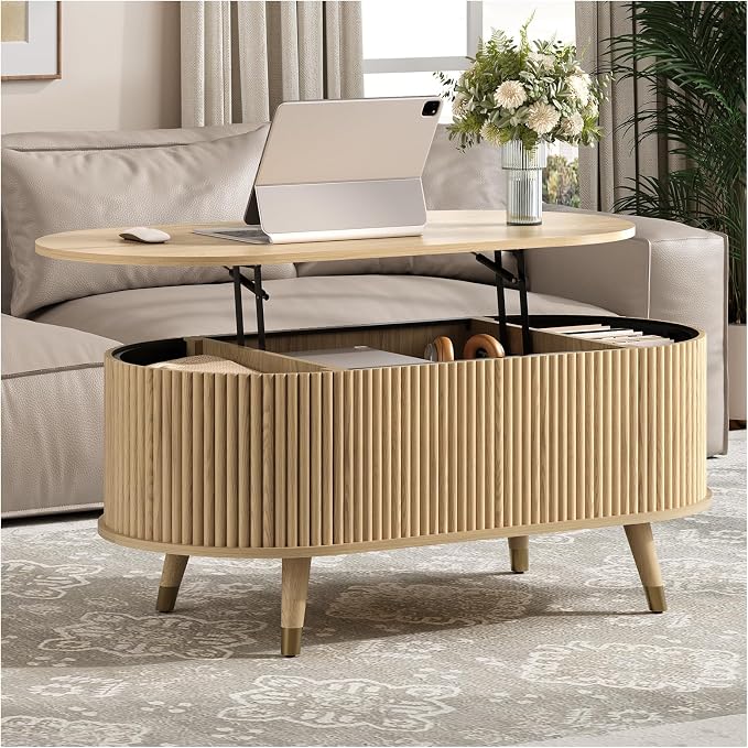 42.5" Oval Lift Top Coffee Table by Joinice