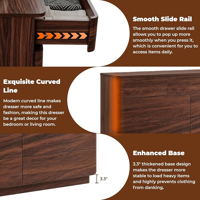 ACCOHOHO 9 Drawer Dresser for Bedroom, Large Storage Chest of Drawers, TV Stand - Image 7