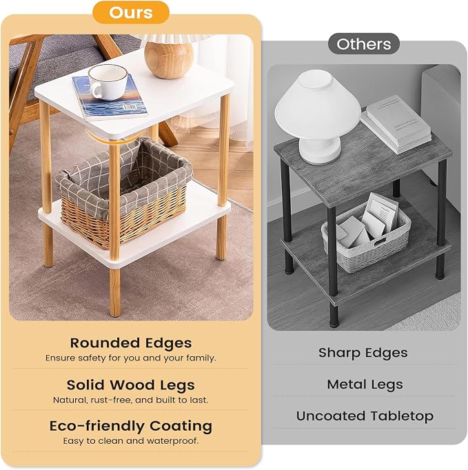 Apicizon 2 Tier End Table Set of 2, Small Side Table - Image 4