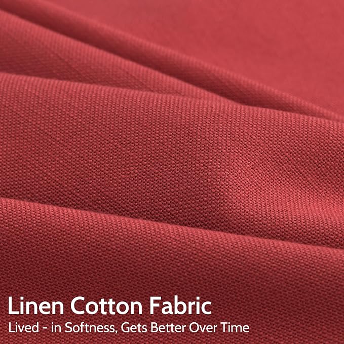 Nanspring Christmas Red Linen Curtains 96 Inches Long - Image 4
