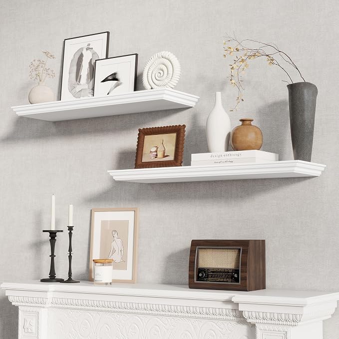 Fun Memories Floating Shelves 32 Inch Long, 9.3 Inch Deep Classic Crown Molding - Image 2