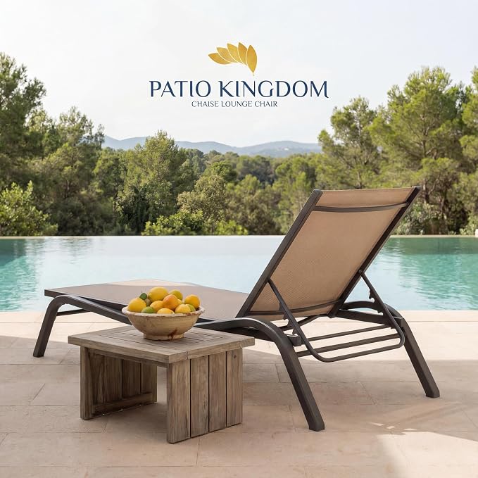 Set of 2 Patio Chaise Lounge Chairs, All-Weather Aluminum Pool Loungers - Image 8