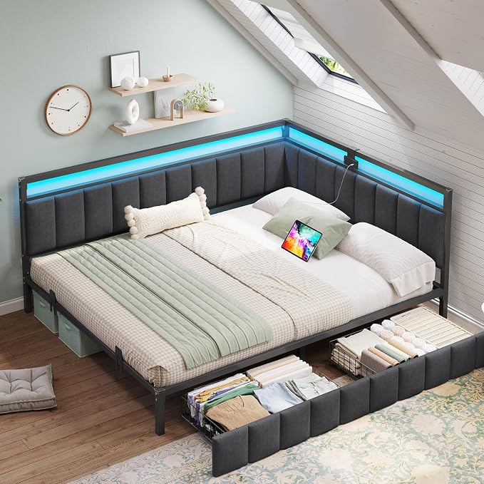 DICTAC Queen Corner Bed Frame - Image 9