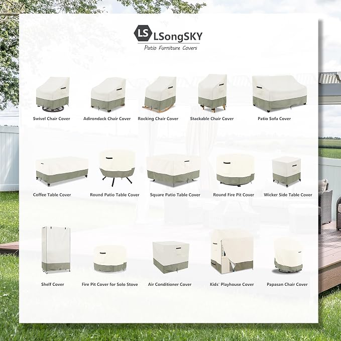 Outdoor Swivel Rocker Chair Cover 2 Pack, Patio Swivel Chair Covers - Image 2