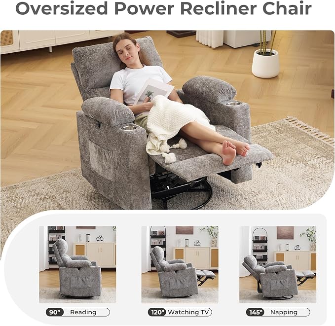 Rocking Chair Nursery with Adjustable Armrests, Electric Glider Recliner - Image 6